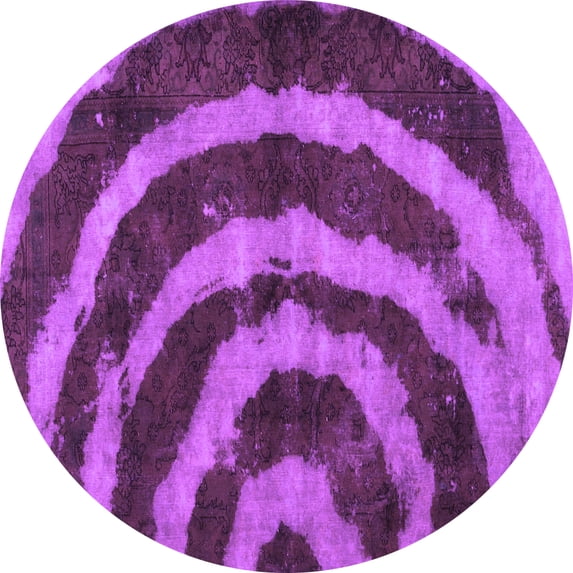Ahgly Company Indoor Round Abstract Purple Modern Area Rugs, 8' Round