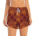 thumbnail image 2 of KLL fall Maple Pattern Shorts Women,Athletic Shorts High Waisted Running Shorts Pocket Sporty Short Gym Elastic Workout Shorts-Small, 2 of 7