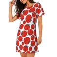 thumbnail image 2 of Fotbe Hand Drawn Tomatoes Bata de Dormir para Mujer con Estampado, Camisón de Algodón de Manga Corta, Ropa de Dormir Casual, 2 of 6
