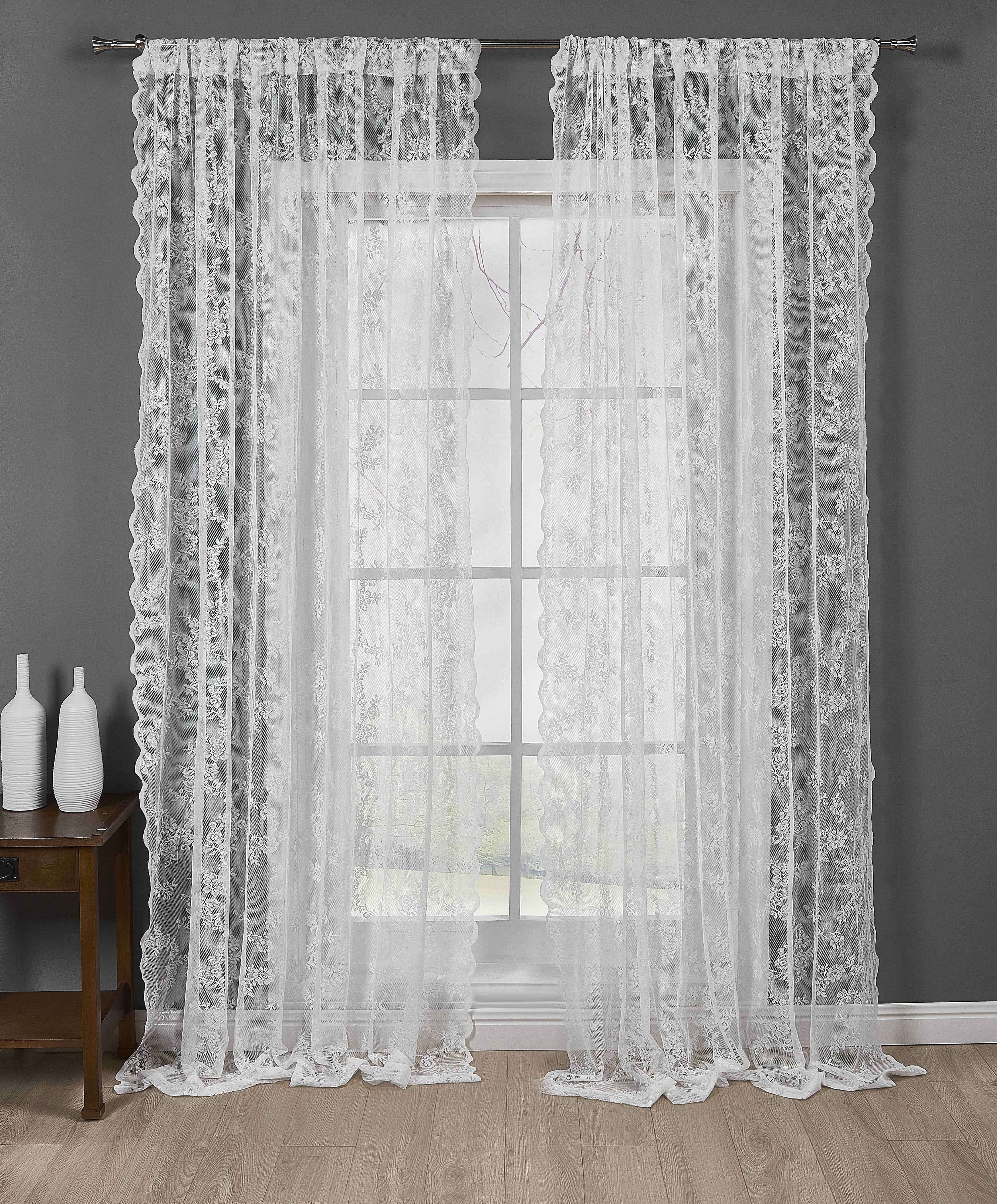 LOUVRE BLIND STYLE WHITE LACE CURTAINS CHEAP VALENCIA QUALITY GREAT VALUE 