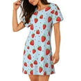 thumbnail image 2 of Logiee Strawberry Print Nightgowns for Women,Soft Short-Sleeved Lightweight Sleepwear, Loose Sleepshirts, 2 of 6
