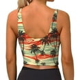 thumbnail image 4 of Goofa Colorful Hawaii Palms Printed Sports Bras for Women, High Impact Running Bra Workout Crop Tank Tops Longline Sports Bra Push up-Medium, 4 of 9