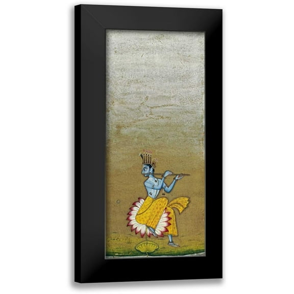 Bikaner, Ustad Murad 8x14 Black Modern Framed Museum Art Print Titled - Krishna Fluting