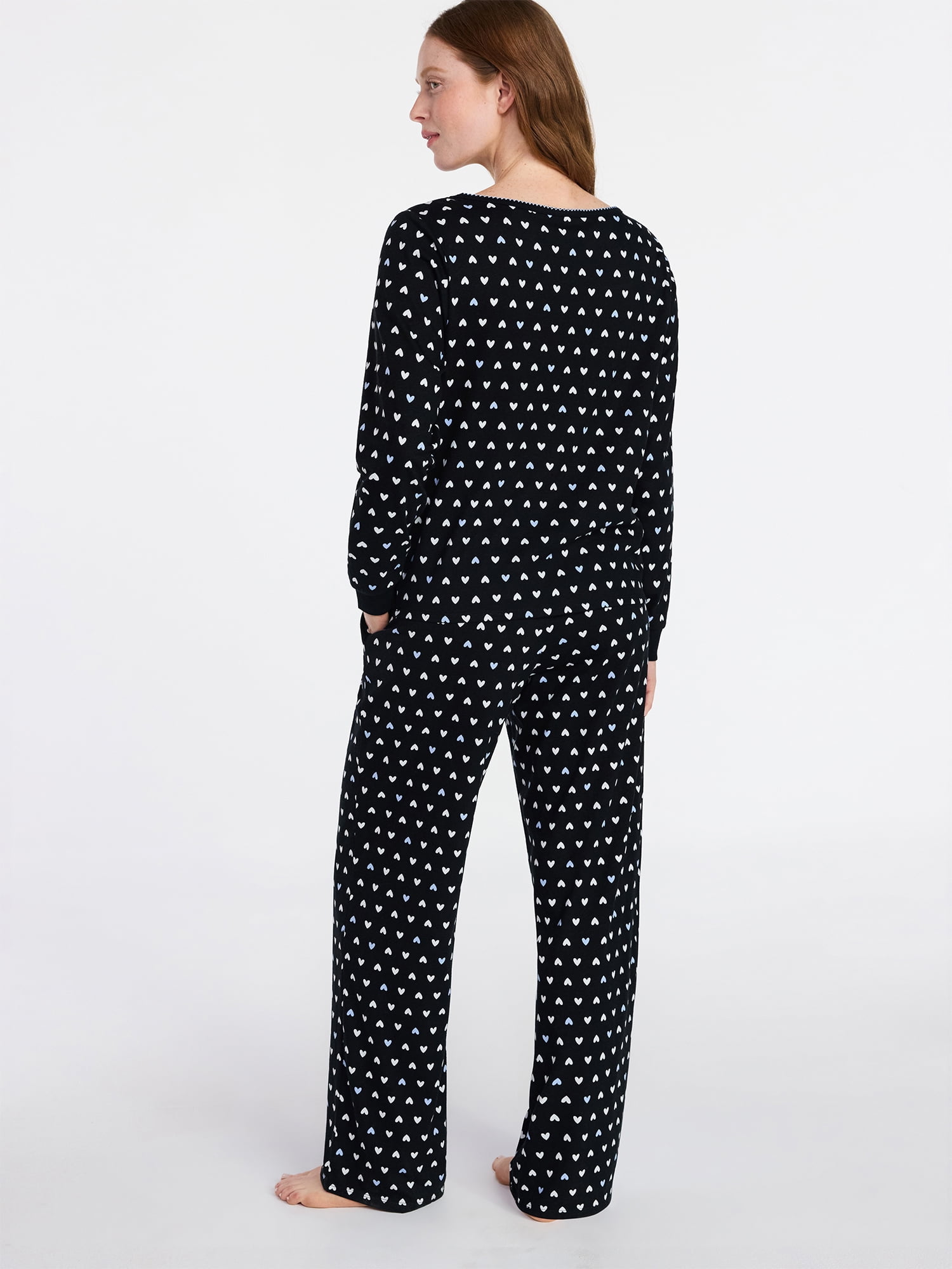 Joyspun Women's Mommy-Daughter Family Matching Cotton Sleep Top and Pants Pajama Set, 2-Piece, Sizes XXS-3X
