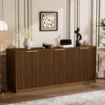 thumbnail image 2 of PORKISS Modern TV Cabinet for 75" TV, Wood Media Console Cabinet with Storage, Fluted Entertainment Center for Living Room, Walnut, 2 of 10