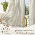 thumbnail image 3 of Curtainking Striped Kitchen Curtain Linen Cafe Curtains Semi-Sheer Rustic Farmhouse Tier Curtains 26x36 inch Rod Pocket 2 Panels Taupe Gray on Beige, 3 of 11