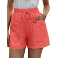 thumbnail image 2 of Shorts for Women 2026 Summer Elastic High Waist Drawstring Wide Straight Leg Relaxed Fit Casual Shorts with Deep Pockets, 2 of 5
