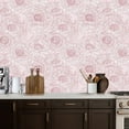 thumbnail image 2 of Boho Peel and Stick Wallpaper Delicate Pink Floral Fine Line Art Textured Details Wall Mural 17.7in x 9.8ft Self Adhesive Removable Wall Paper Renter Friendly Wallpaper for Nursery Bedroom Cabinets, 2 of 8