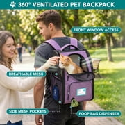 PetAmi Expandable Dog Cat Backpack Carrier, Airline Approved, Purple