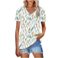 thumbnail image 2 of Spring Tops for Women Viikei Womens Tops Short Sleeve Blouse,Plus Size Tops Clearance under 10.00,Women's New Short-sleeved V-neck Pullover Casual Printed Fashion Top Multicolor XL, 2 of 7