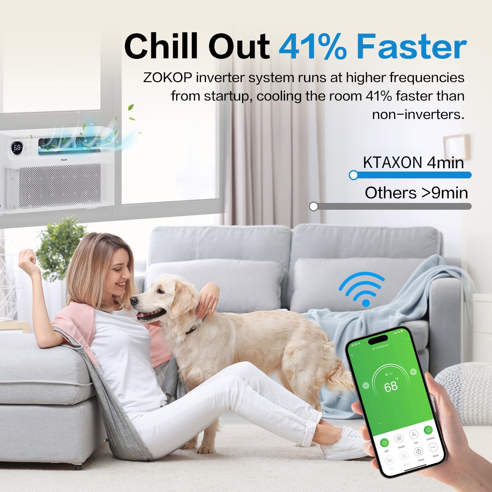 Ktaxon Energy Star 12000 BTU Inverter Window Air Conditioner, Energy-Saving Window AC Unit with APP & Voice Control, Ultra Quiet & Easy Installtion Design, Work with Alexa/Google Assistant