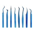 thumbnail image 2 of 8pcs Eyelash Tweezers Stainless Steel Fine Tip Ergonomic Blue Titanium Eyelash Extension Tweezers Set for Professional, 2 of 5