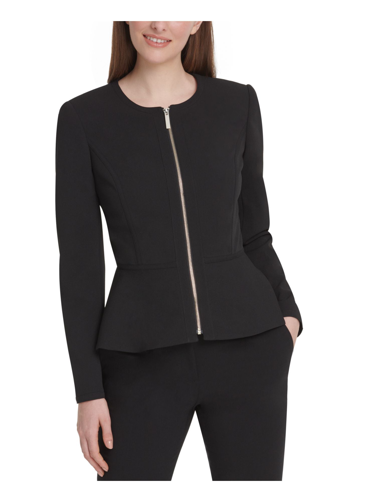 DKNY Womens Zippered Suit Separate Peplum Jacket Black 8 - Walmart.com