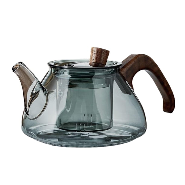 Tetera de vidrio de borosilicato, tetera de vidrio decorativa de 540ml con teteras de influser, juego de tetera de té suelta para restaurantes, Sunnimix Tetera
