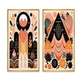 thumbnail image 2 of Designart "Retro Pink Bohemian Tribal Geometry IV" Modern Geometric Framed Wall Art Set Of 2 - Modern Pink Gallery Wall Frame Set For Home Decor, 2 of 6