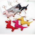 thumbnail image 3 of New dachshund bag charm, PU leather doll keychain accessory, bag ornament, puppy leather charm, tan + gold keychain, 3 of 5