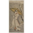 thumbnail image 2 of Ippitsusai Bunchō 13x24 Black Ornate Framed Double Matted Museum Art Print Titled: Segawa Kikunojo II as the Heron Maiden (From the Series Ichimura Theater) (1770), 2 of 5