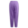 thumbnail image 3 of QLEICOM Womens Slacks Women's Relaxed Fit Straight Leg Pants Fashion Summer Loose Cotton And Linen Pocket Solid Trousers Pants Work Cargo Casual Pants Wide Leg Pants Relaxed Fit Trousers Purple L, 3 of 5