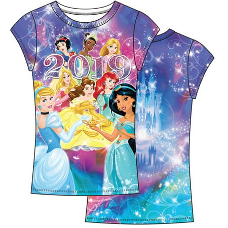 Disney Youth Girls 2019 Dated Princess Sublimated Top (No Namedrop) Large Multicolor (Best Girl Bands 2019)