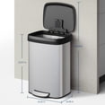 thumbnail image 2 of Garvee 13.21 Gallon Step-on Trash Can for Kitchen, with Liner Rim & Soft Close Plastic Lid, Silver, 2 of 8