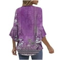 thumbnail image 3 of Neewe Long Sleeve Shirts for Women 2025 Fall Tops Floral Print Pleated Dressy Casual Blouses, 3 of 7
