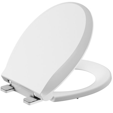 Durable Round Toilet Seat with Slow Soft Close - Easy to Install and Clean, Never Loosens - White, Fits Most Round Toilets