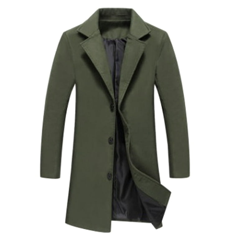 Wefuesd Trench Coat Men, Men Slim Winter Coat Lapel Collar Long