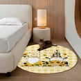thumbnail image 2 of Round Area Rug 3.3 Ft, Gnomes Sunflowers Washable Non-Slip Circle Carpet for Living Room/Bedroom, Pastoral Botanical Yellow Plaid Low-Profile Small Kitchen Mats Collection Rugs for Indoor, 2 of 8