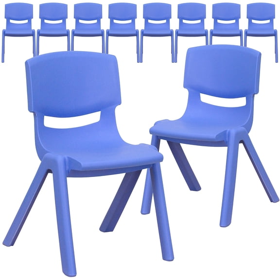 Flash Furniture Whitney 10 Pack Blue Plastic Stackable School Chair with 12'' Seat HeightNative AmericanNative