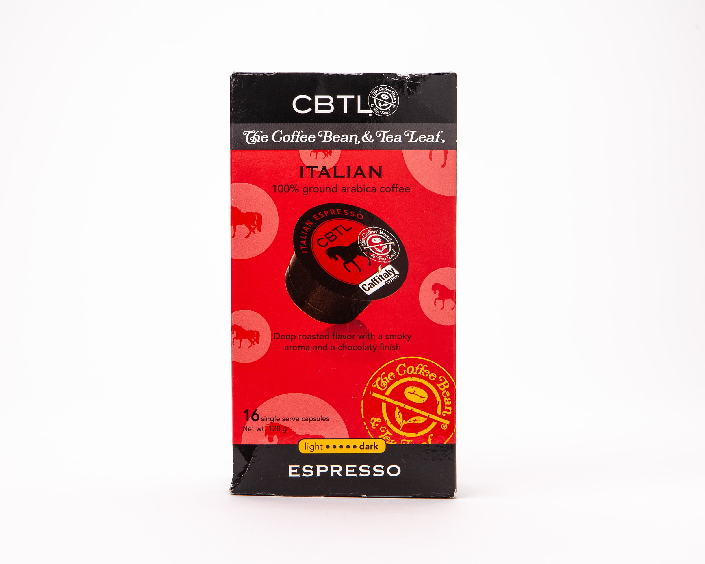 The Coffee Bean & Tea Leaf Italian Espresso Dark Roast Single Serve Coffee for CBTL Single Serve Systems, 1 Box of 16 Capsules