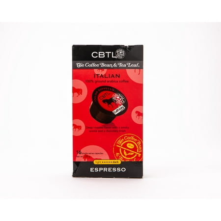 The Coffee Bean & Tea Leaf Italian Espresso Dark Roast Single Serve Coffee for CBTL Single Serve Systems, 1 Box of 16
