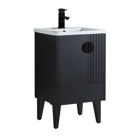 Venezian Collection - 20" Single Black Bathroom Vanity, - Black Handles.
