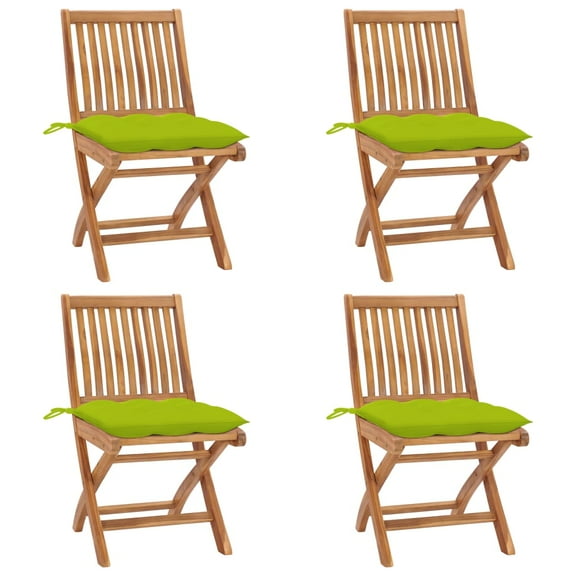 vidaXL Folding Patio Chairs with Cushions 4 pcs Solid Teak Wood