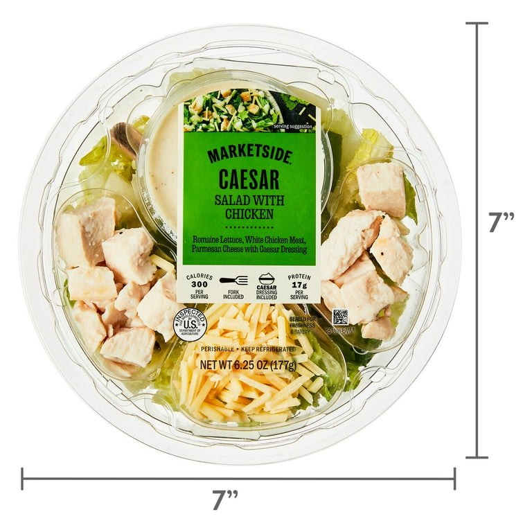 salad with caesar dressing calories Low-Calorie Greek Packets Marketside Caesar Salad with Chicken