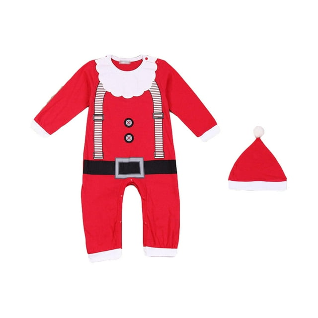 Traje de Navidad para bebé, mameluco de Papá Noel, conjunto de trajes infantiles, ropa para recién nacido para cumpleaños 95 rojo