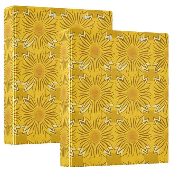 ALAZA Sunflower Hardcover 3 Ring Binder 1.5" Round Rings Interior Pockets Binders Organizer 2 Pack
