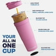 thumbnail image 3 of Togo Buddy - 30 oz Stainless Steel Vacuum Insulated Tumbler - Thermal Mug for Hot and Cold Drinks - Dunkin Cup (Crimson), 3 of 18