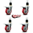 thumbnail image 2 of 4 Inch Red Poly Swivel 1-7/8 Inch Expanding Stem Caster Set Total Lock Brake, 2 of 2