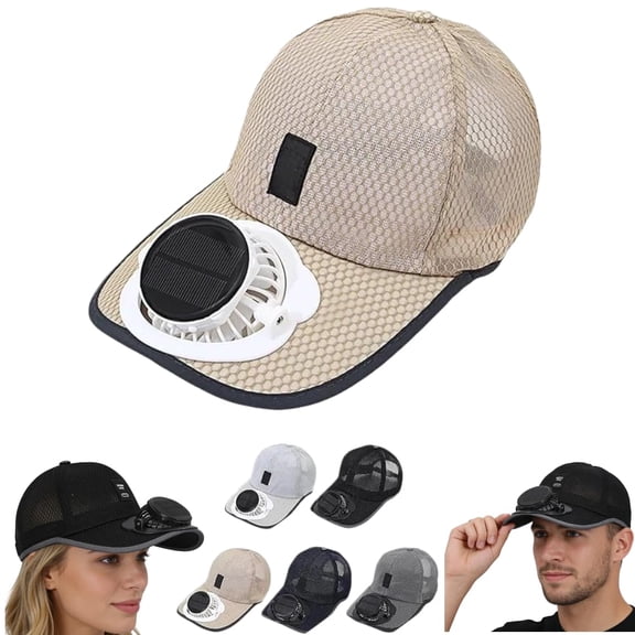 Solar Fan Hat, Solar Rechargeable Peak Cap, Cooling Hats for Hot Weather, 3-Speed Quiet Fan