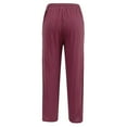 thumbnail image 6 of Summer Pants for Women Pocket Elastic Breathable Trousers Loose Waist Pant Womens Pants Indoor Soccer Trousers for Women Work Toga Womens Boot Leg Pantsuits Work Casual Outfit Olive plus Wine M, 6 of 6