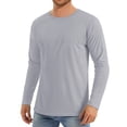 thumbnail image 2 of Zimjoy Men's Quick Dry Active Shirts Crew Neck UPF 50+ Pullover Moisture Wicking Athletic Sports Fishing Shirts, Light Gray L, 2 of 4