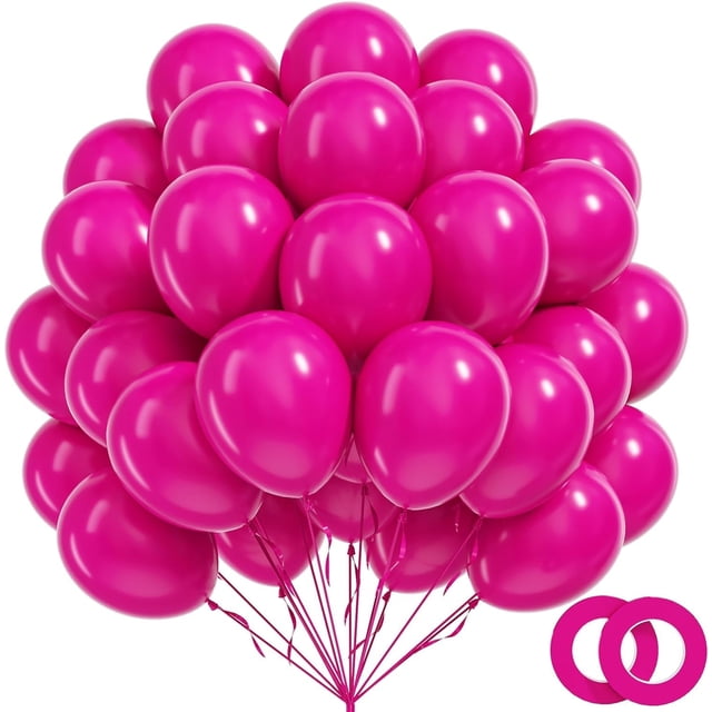 Globos BAUANOOY de látex rosa intenso, 12 pulgadas, 100 unidades con cinta