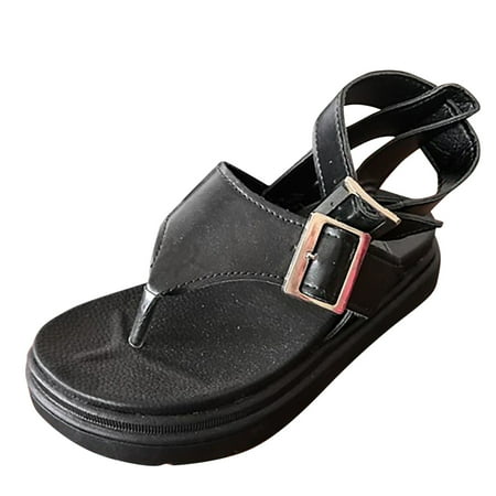 

Gzea Woman Slippers Summer Women s Sandals Platform Sandals Women s Roman Buckle Beach Shoes Black 39