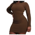 thumbnail image 1 of Birdeem Robe Mode Femme Slim Col Rond Manches Longues Couleur Unie, 1 of 9