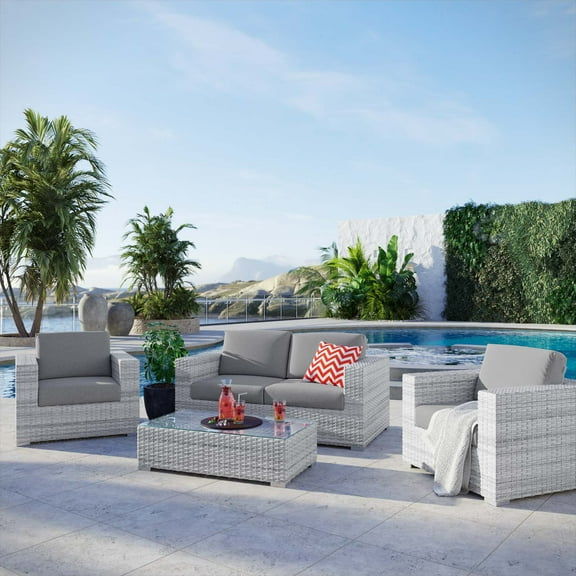Modway Convene 4-Piece Outdoor Patio Set in Light Gray Gray