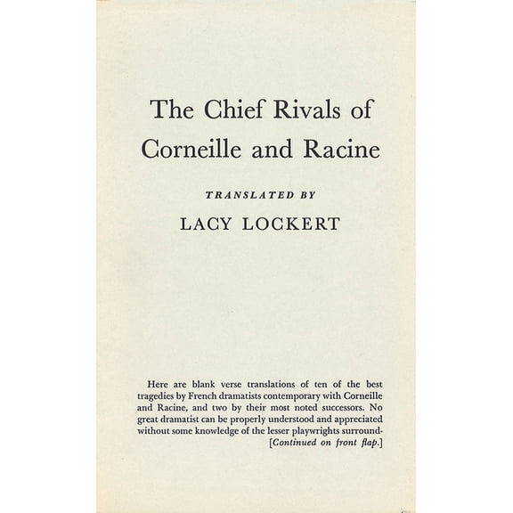 Chief Rivals of Corneille and Racine, (Hardcover)
