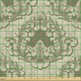 thumbnail image 2 of Vintage Fabric by the Yard, Illustration of Damask Inspired Classical Old Times Ornamental Print, Decorative Upholstery Fabric for Chairs & Home Accents, Pale Mustard and Cocoa by Ambesonne, 2 of 5