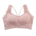 thumbnail image 3 of Bxsruta Lacy Bras for Women, Fashion Women's Solid Color Lace Seamless Beautiful Back Strap Sports Bra, Pink, 3 of 4