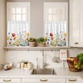 thumbnail image 3 of Vintage Flowers Curtain Valances Set Light Green Flowers Leaf Decoration Kitchen Curtains 24&nbsp;inch Length Rod Pocket Valance and Tiers 3 Piece Set Small Bedroom Bathroom Laundry Decor, 3 of 9