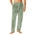 thumbnail image 2 of Dresfit Mens Fuzzy Pajama Pants Winter Flannel Pajamas Plush Drawstring Sleepwear Lounge Warm Solid Color Bottoms Fluffy Comfort Fleece Lined Pant with Pockets Light Green 3XL, 2 of 9